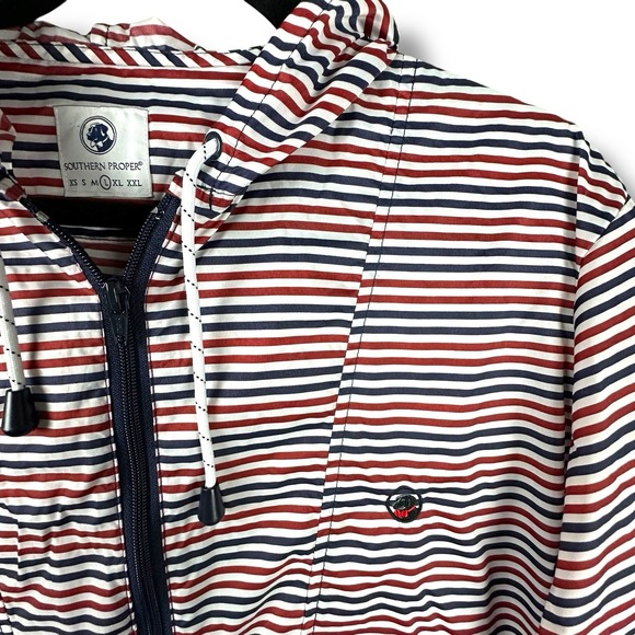 Southern Proper Men's LG Lightweight Packable Hooded Windbreaker‎ Striped Anorak - Picture 1 of 8